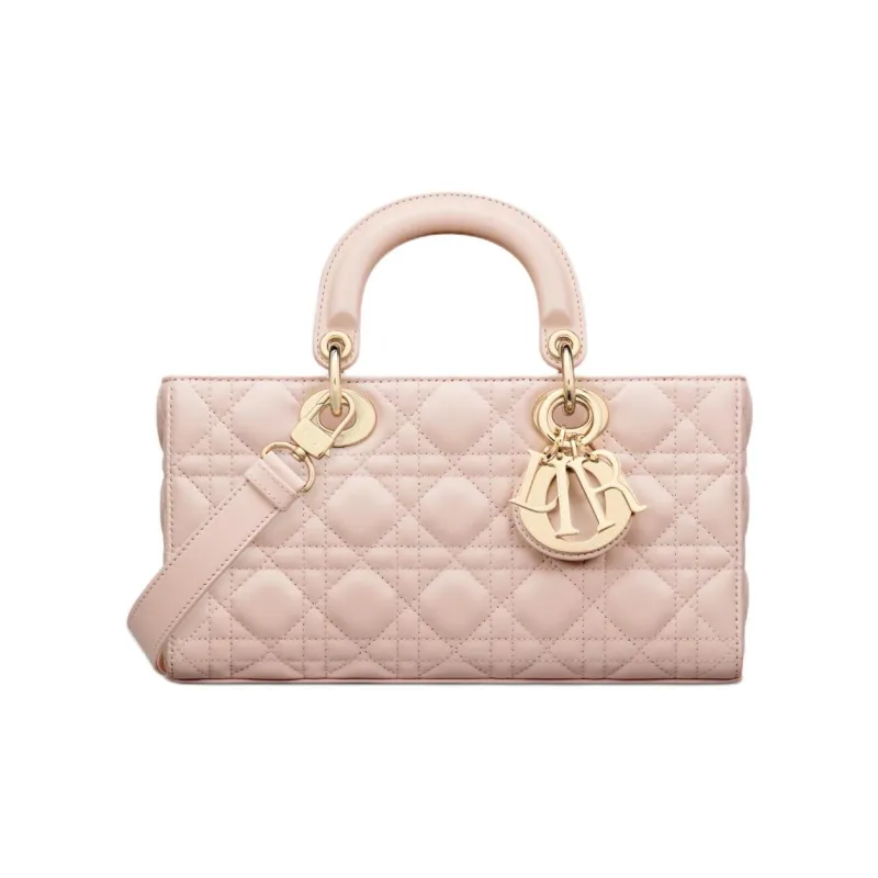 DIOR Lady D-JOY Sheepskin Shoulder Bag Crossbody Bag Handbag Medium Size Women's Rouge Pink-0