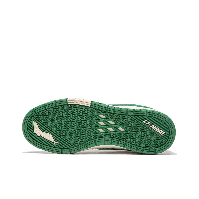 LiNing Wave PROS Cushioning, Wear Resistant Low Top Skateboard Shoes Women's White Green-3