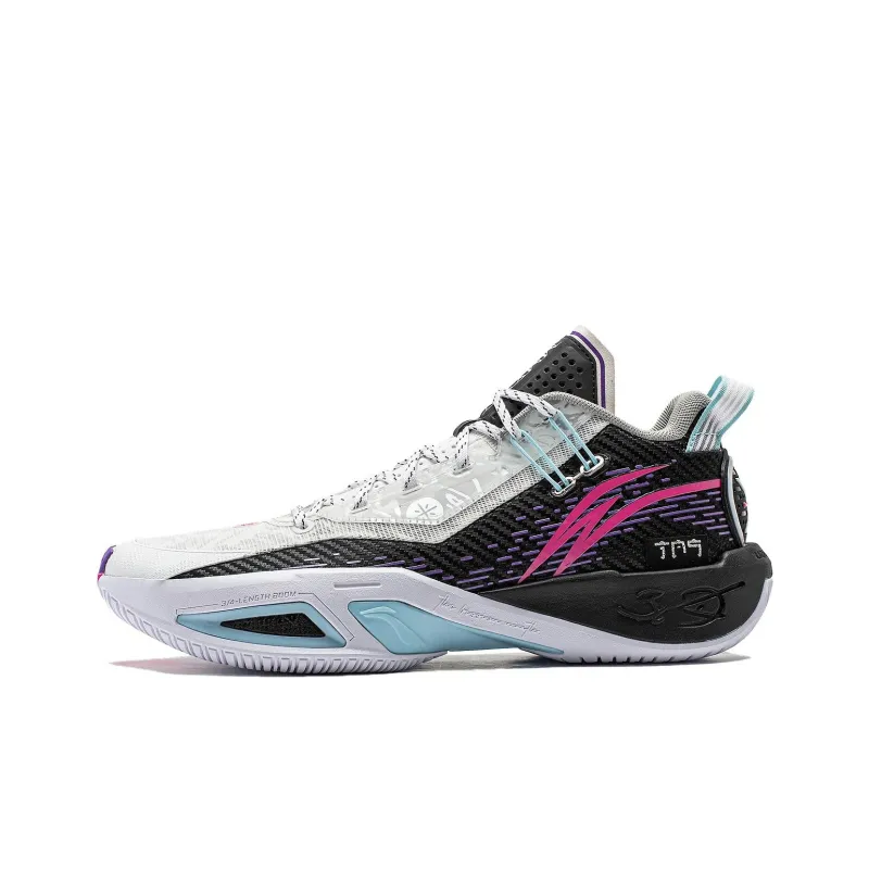 LiNing Cushioning Breathable Low Top Basketball Shoes Men's Black White-0