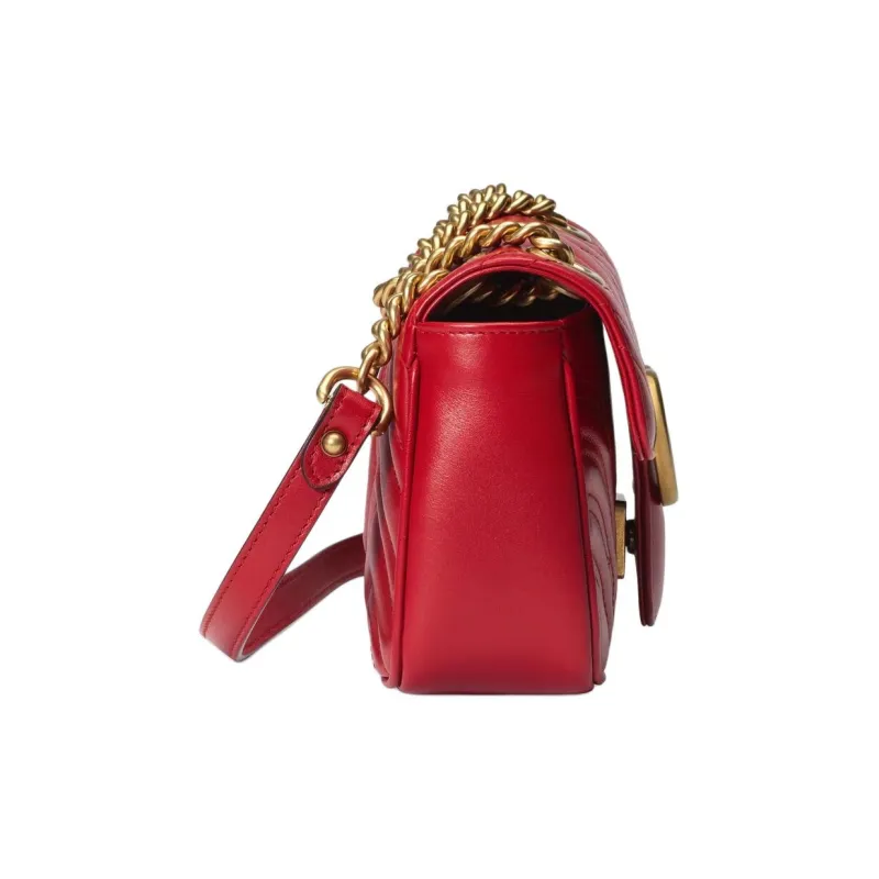 GUCCI GG Marmont Quilting Leather Crossbody Bag Shoulder Bag Women's Red-2