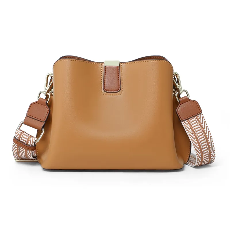 COMELY Cow Leather With Synthetic Leather Bucket Bag, Shoulder Bag, Crossbody Bag Regular Women's Sunset Yellow-1