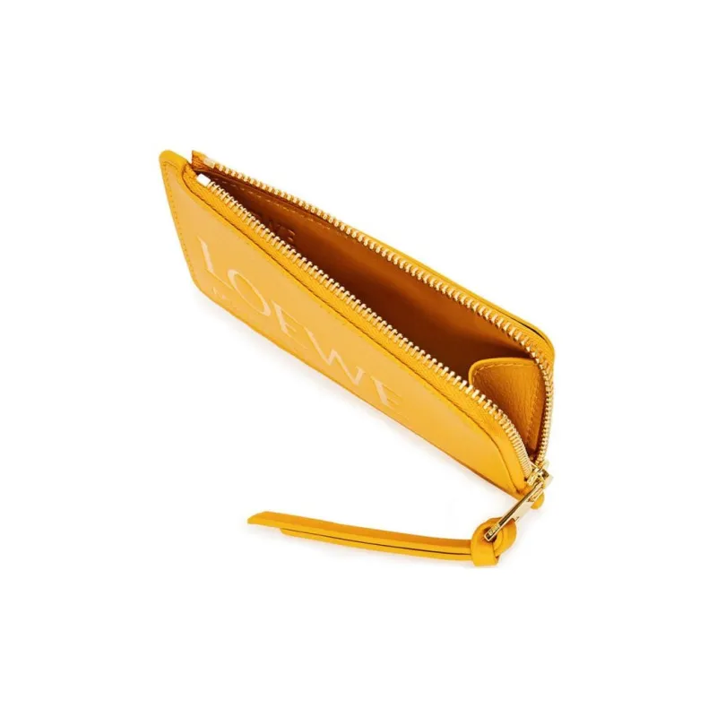 LOEWE Cow Leather Card Holder Women's Sunflower Yellow-1