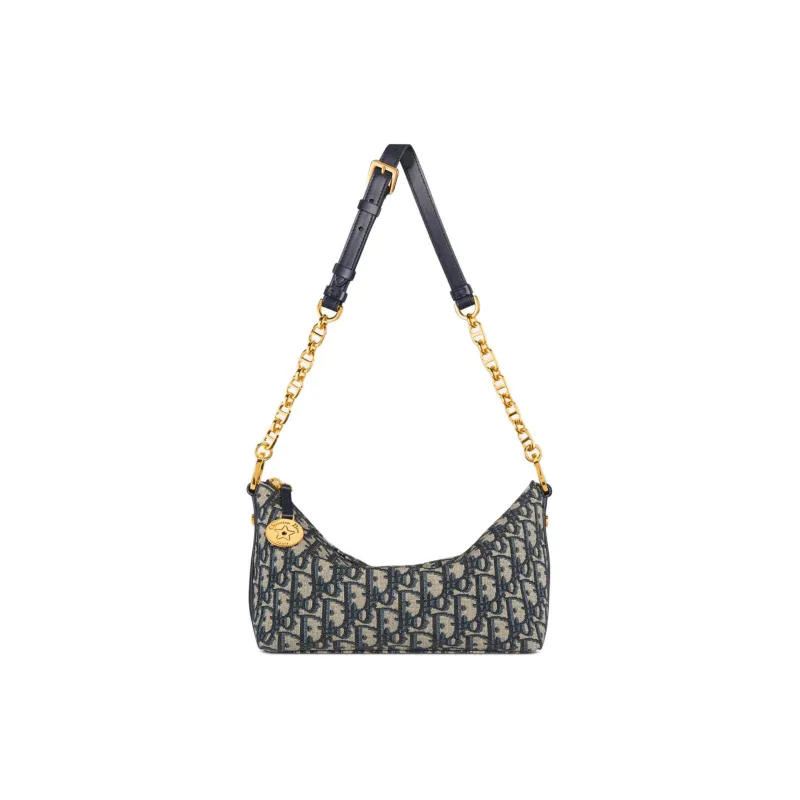 DIOR Jacquard Fabric Handbag Shoulder Bag Women's Blue-1