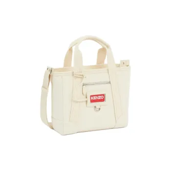 KENZO Cotton Tote Bag Shopping Bag One Shoulder Handbag Crossbody Bag Small Size Women's Beige