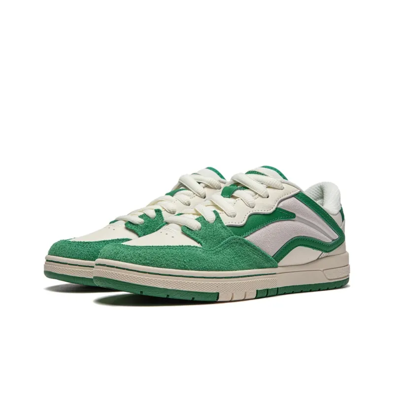 LiNing Wave PROS Cushioning, Wear Resistant Low Top Skateboard Shoes Women's White Green-2