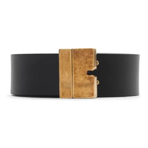 Burberry Calfskin Leather Belts Men's Black Width 3.5CM