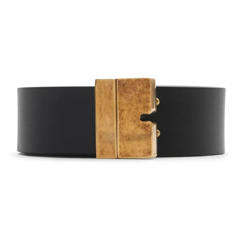Burberry Calfskin Leather Belts Men's Black Width 3.5CM-0