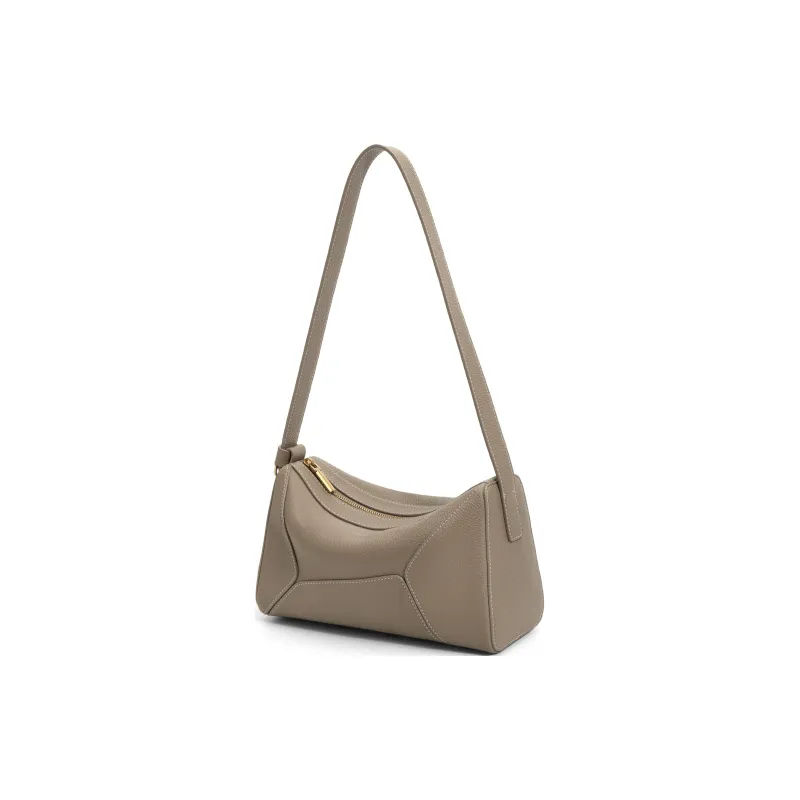 BELLE Cow Leather Shoulder Bag Medium Size Women's Solid Color-1