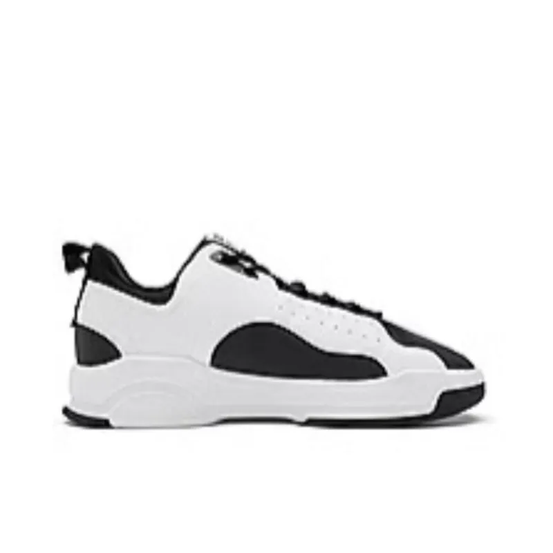 QIAODAN Slip-Resistant Lightweight Breathable Low-Top Skateboard Shoes Men's White Black-1