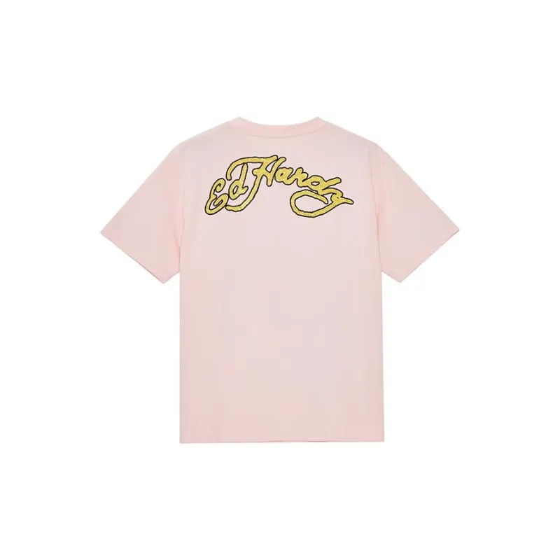 Ed Hardy SS24 Drop Shoulder Sleeve T Shirt Women's Cherry Blossom Pink-1