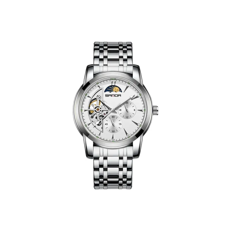 Sanda Automatic Mechanical Movement Stainless Steel Strap Watch Men's Watches White Dial-1