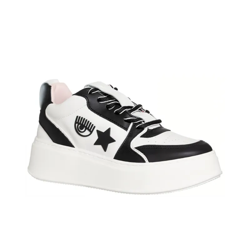 CHIARA FERRAGNI School Logo-patch Platform Leather Sneakers-1