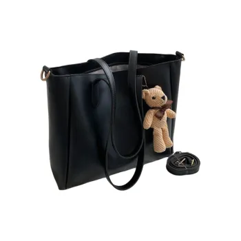 MUYKUY PU Tote Bag Shopping Bag Shoulder Bag Crossbody Bag Large Size Women's Black/Beige/Coffee