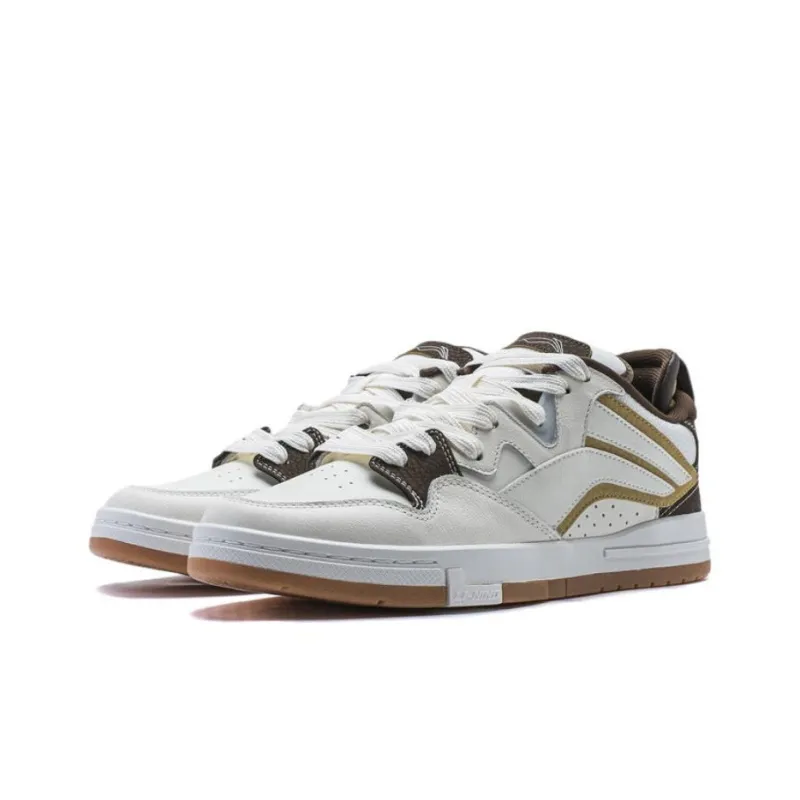 LiNing Wei Wu PRO PRO Wear-Resistant Slip-Resistant Lightweight Low-Top Skateboard Shoes Men's White Umber-2