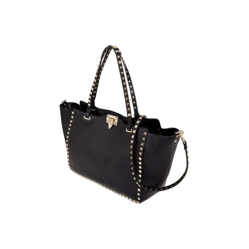 Valentino ROCKSTUD Grain Calfskin Handbag, Shoulder Bag, Crossbody Bag, Handbag Medium Size Women's Black-2