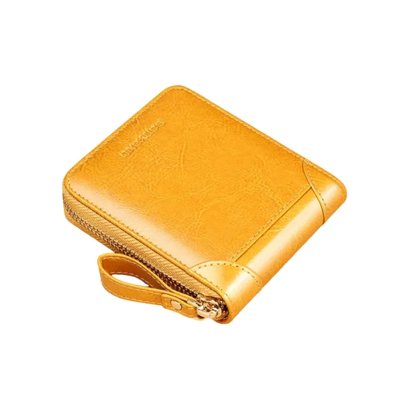 Banyanu Cow Leather Wallets Card Holders Women's Burgundy/Peacock Blue/Antique Yellow/Black/Brown-6