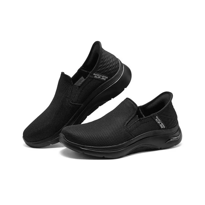 Skechers Slip Ins Cushioning Anti Slip Wear Resistant Breathability Low Top Casual Shoes Men's Black-2