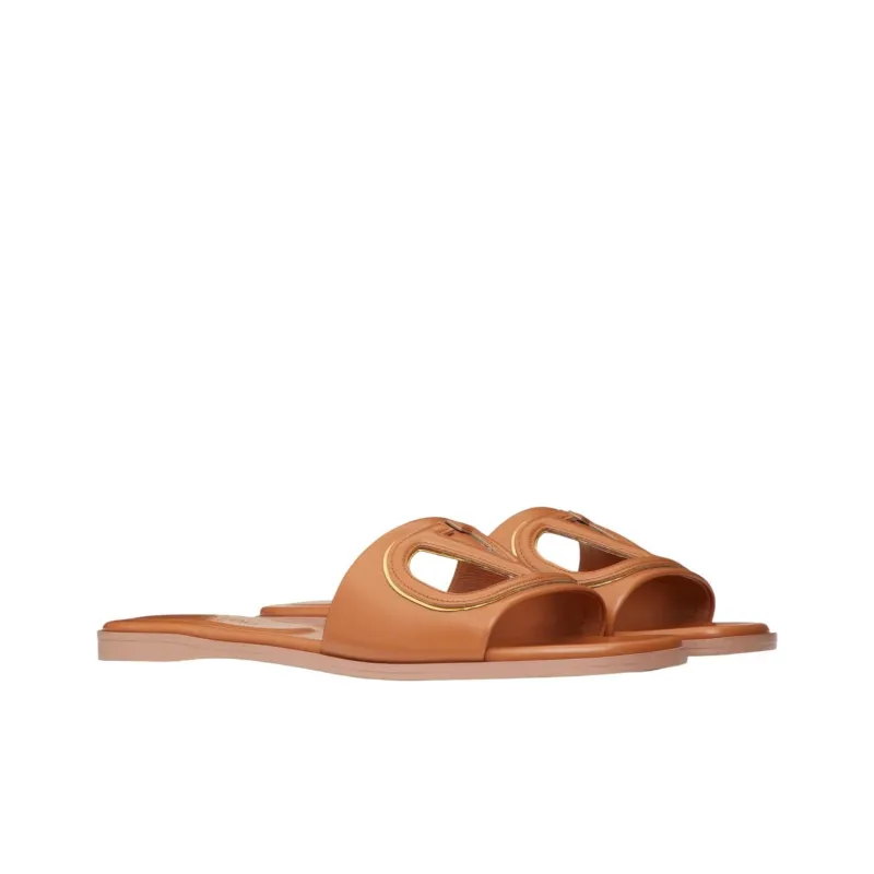 Valentino Garavani VLogo Signature Flat Leather Sandals-2