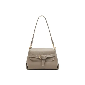 BELLE Cow Leather Shoulder Bag Women's Marble White/Dome Brown/Stone Wall Gray