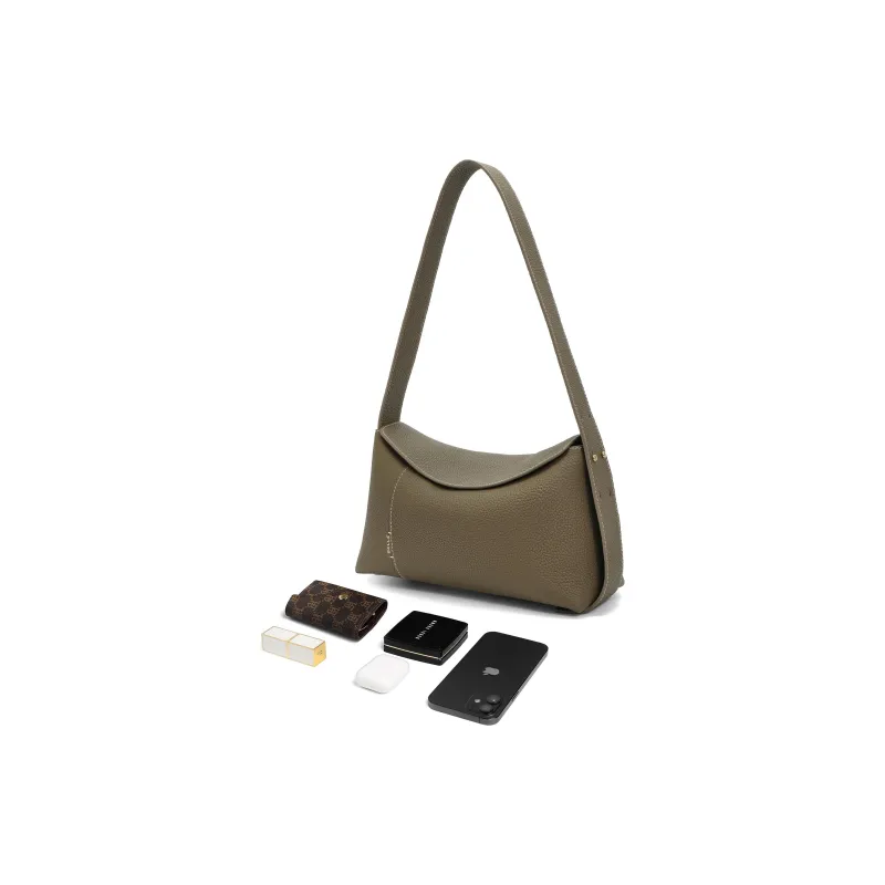 BELLE Top Grain Cow Leather Shoulder Bag Regular Women's Solid Color Plain-10