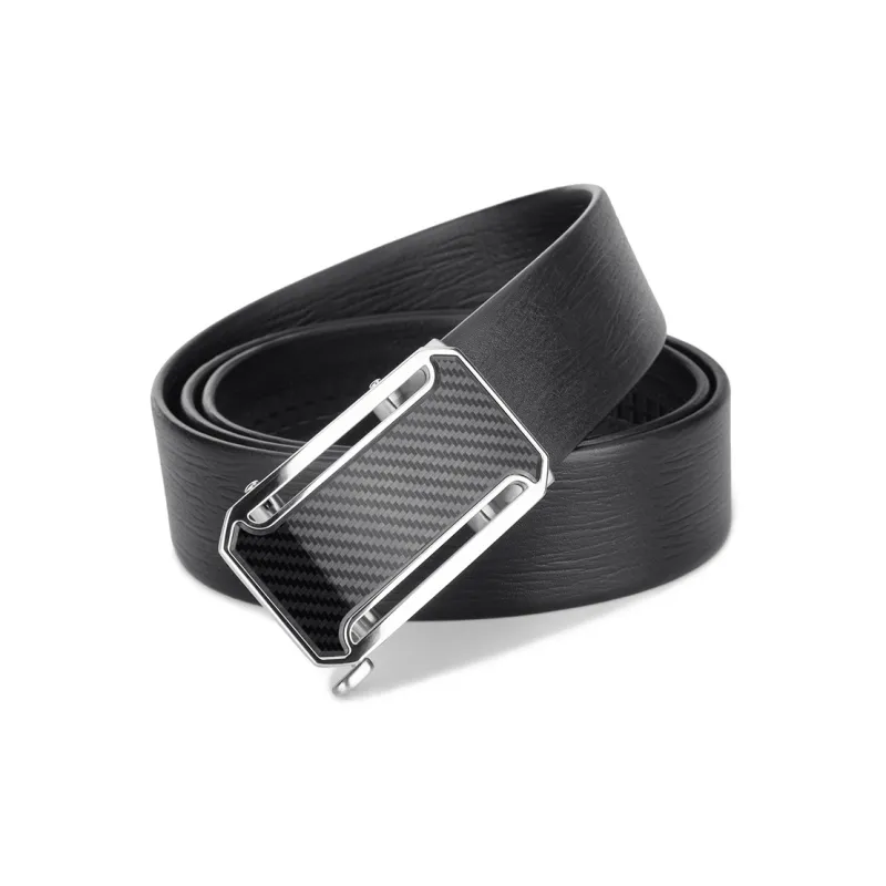 Cows Reign Automatic Buckle With Texture Fashion Business Leather Belts Men's Width 3.4cm-2