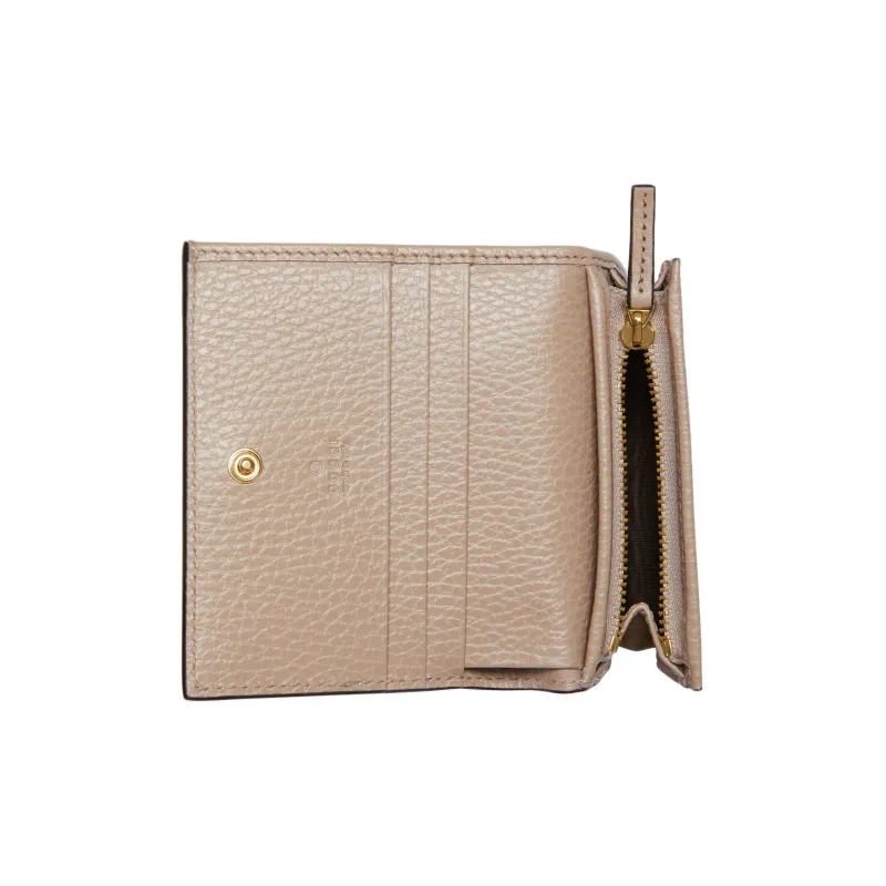 GUCCI GG Marmont Canvas With Leather Card Holder Women's Beige & White-5