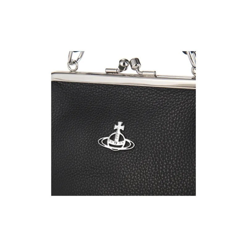 Vivienne Westwood Cow Leather Handbag, Shoulder Bag Unisex Black-5