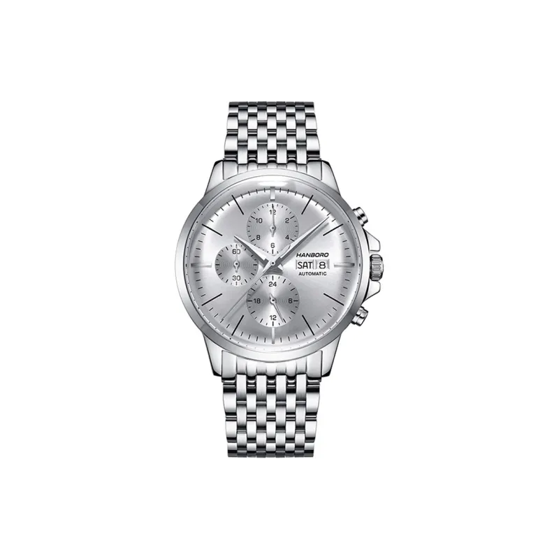 HANBORO Automatic Mechanical Movement Watch Men's Watches Silver Dial HBR901-BBG-0