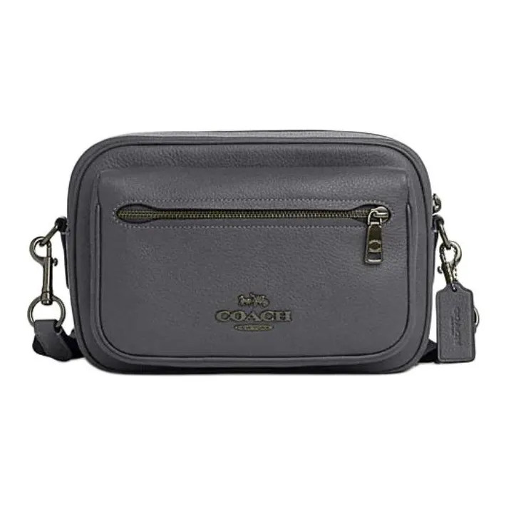 COACH Elias Cow Leather Camera Bag Shoulder Bag Crossbody Bag Medium Size Men's Bronze/Industrial Gray-0