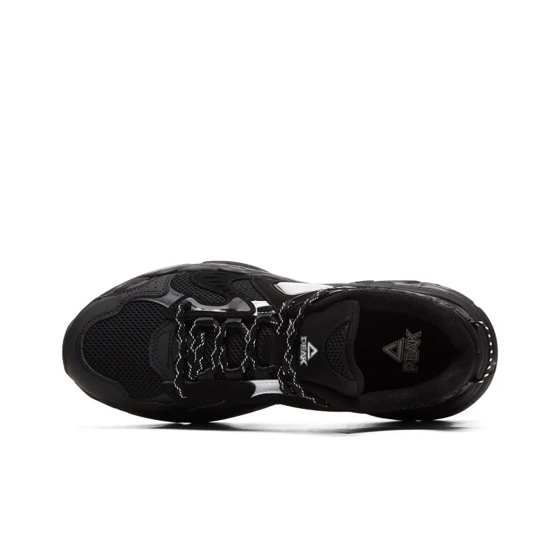 PEAK Taichi P2K Chunky Sneakers Cushioning Rebound Wear Resistant Low Top Casual Shoes Men's All Black-3