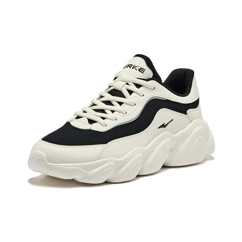 Erke Sweetheart 2.0 Wear Resistant Coverage Low Top Casual Shoes Women's Jet Black Microcrystal White-2