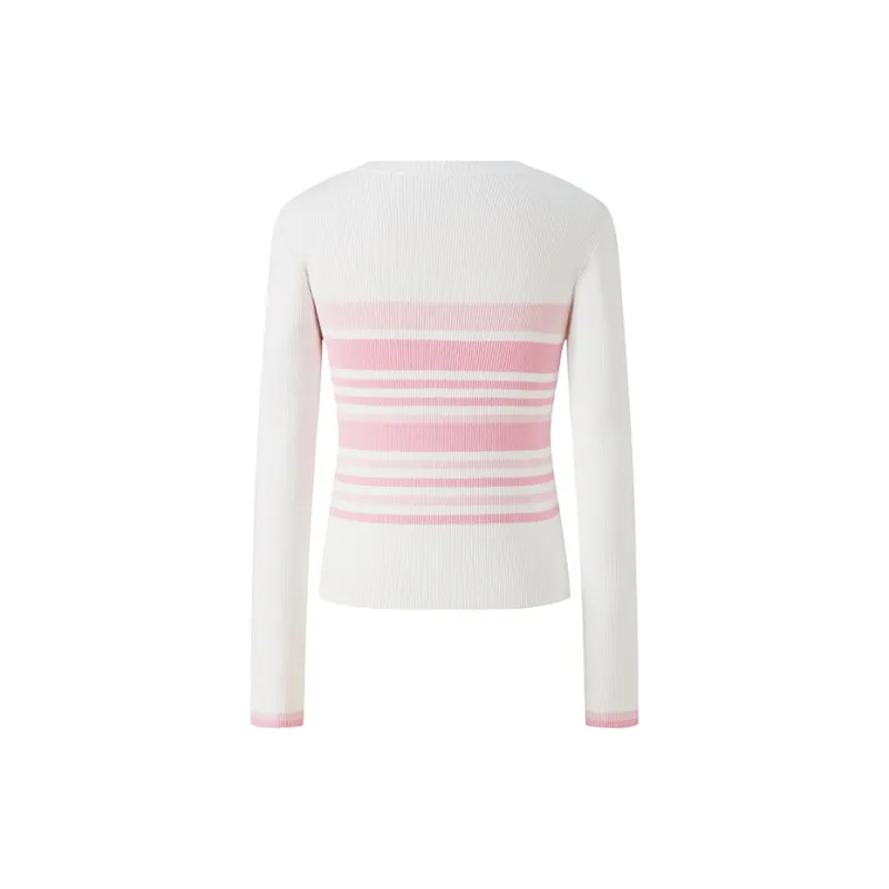 HERLIAN Knitwear Women's Pink With White Stripes-1