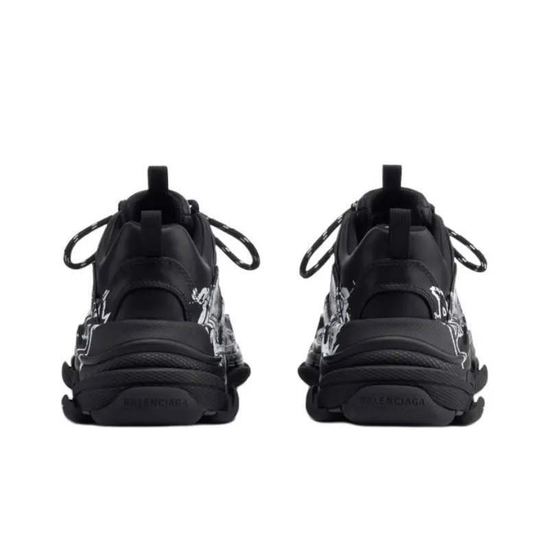 Balenciaga Triple S Low Top Chunky Sneakers Women's Black-5