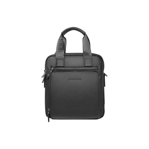BISON DENIM Top Grain Cow Leather Shoulder Bag Crossbody Bag Men's Black