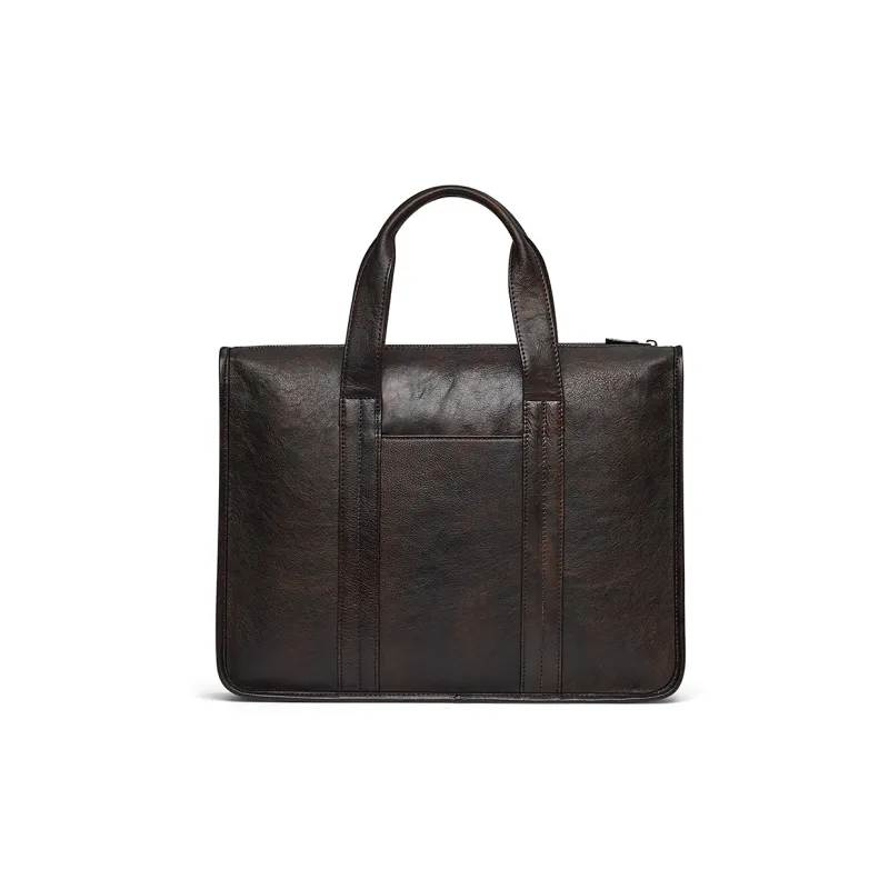 WilliamPOLO Cow Leather Crossbody Bag Briefcase Large Size Men's Brown/Coffee-10