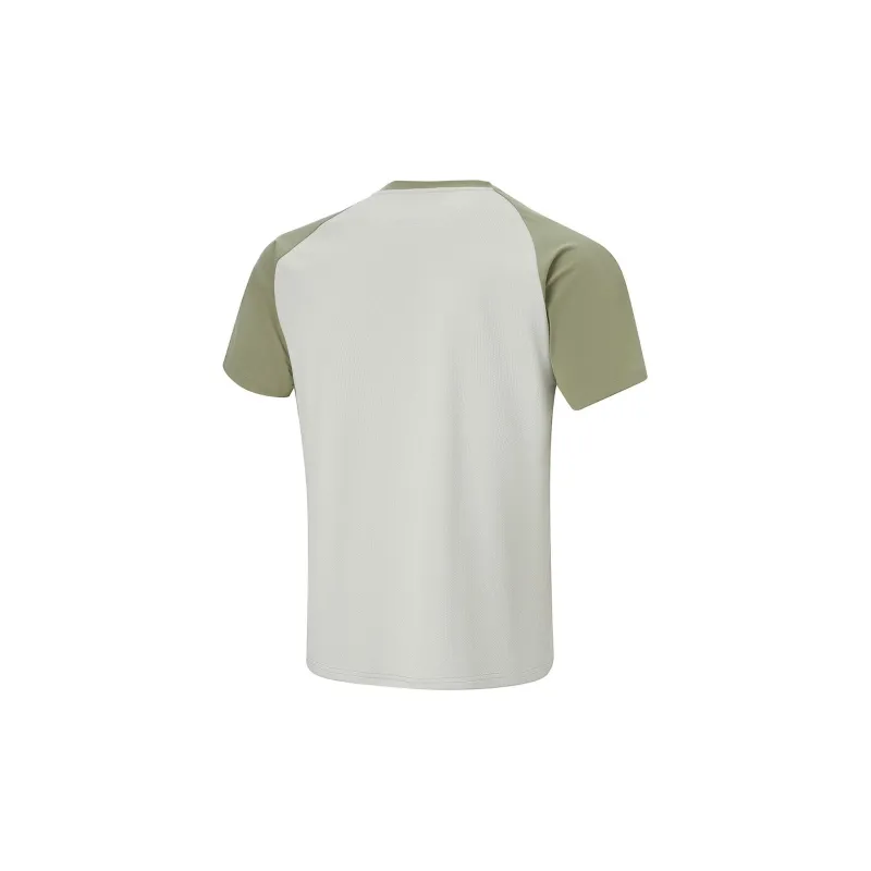LiNing Raglan Sleeve T Shirt Men's Sandalwood Green/Sprout Yellow Gray-1