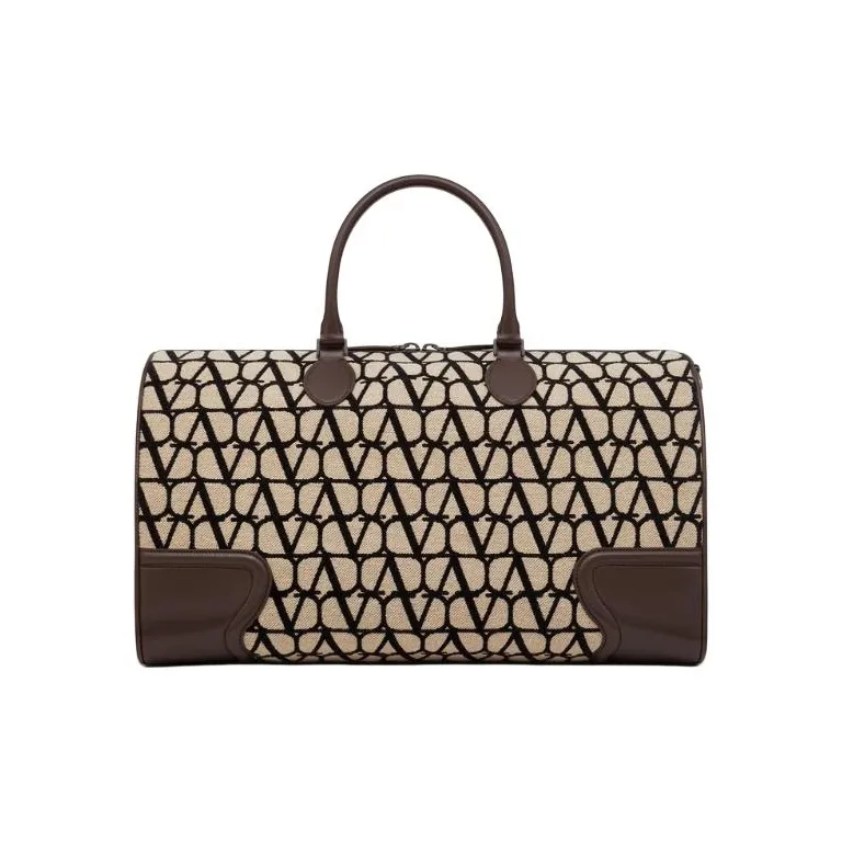 Valentino Leather With Fabric Travel Bags Shoulder Bag Crossbody Bag Handbag Men's Beige-3