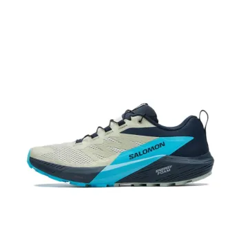 SALOMON Sense Ride 5 Slip Resistant Low Top Running Shoes Men's Beige Black Blue