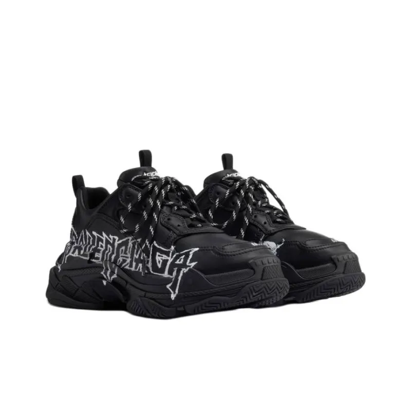 Balenciaga Triple S Low Top Chunky Sneakers Women's Black-2