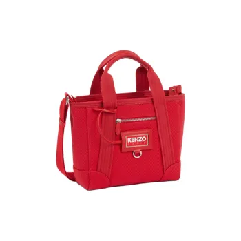 KENZO Cotton Tote Bag Shopping Bag Shoulder Bag Crossbody Bag Handbag Small Size Women's Cherry Color