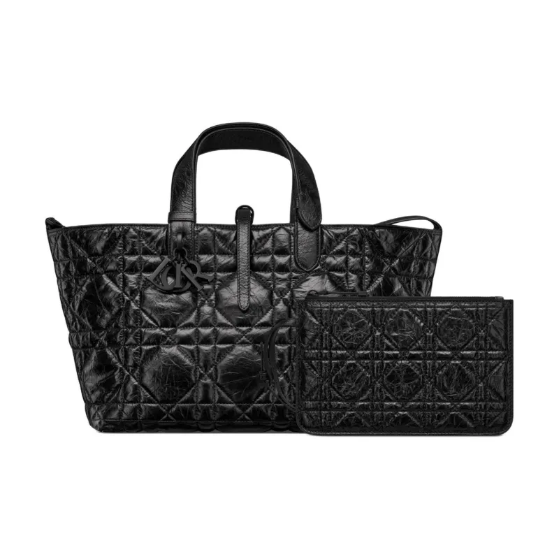 DIOR Wrinkled Cow Leather Tote Bag, Shopping Bag, Shoulder Bag, Handbag Regular Women's Black-2