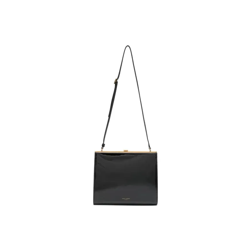 SAINT LAURENT LE ANNE-MARIE Calfskin Bonded Patent Leather Portable Crossbody Bag Shoulder Bag Women's Black-1
