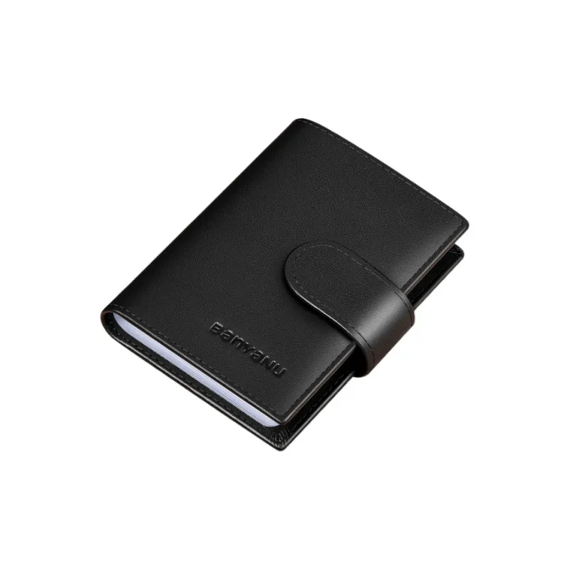 Banyanu Cow Leather Card Holder Regular Unisex Coffee/Black/Khaki/Blue/Burgundy/Purple-5