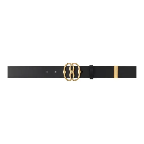 BALLY Circular Decoration Smooth Buckle Leather Belts Men's Black Width: 4cm