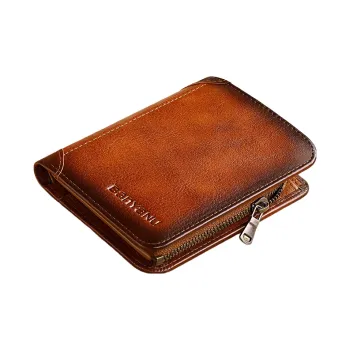 Banyanu Cow Leather Card Holder Wallet Regular Men's Yellow Brown/Coffee/Blue Gray/Black