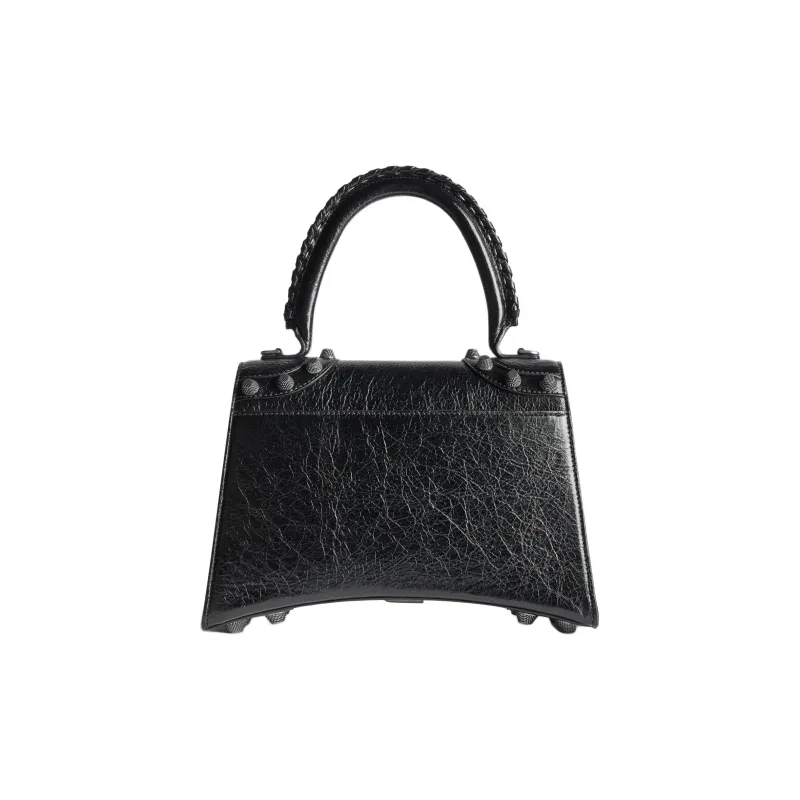 Balenciaga HourglassLe Cagole Fine Grained Sheepskin Shoulder Bag, Crossbody Bag, Handbag Medium Size Women's Black-3