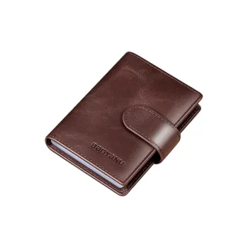 Banyanu Cow Leather Card Holder Regular Unisex Coffee/Black/Khaki/Blue/Burgundy/Purple