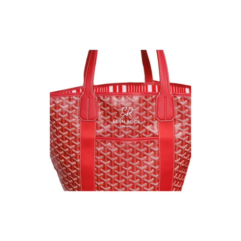 GOYARD Belharra Canvas With Leather Tote Bag Shopping Bag Bucket Bag Basket Bag Handbag Large Size Women's Red-1
