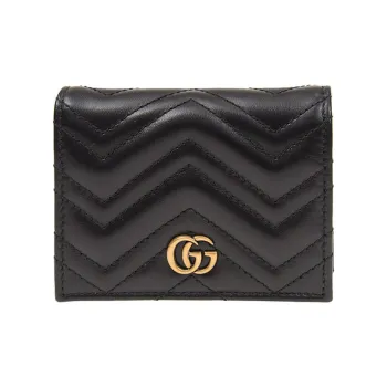 GUCCI GG Marmont Quilted Leather Wallet, Coin Pocket, Card Holder Women's Black