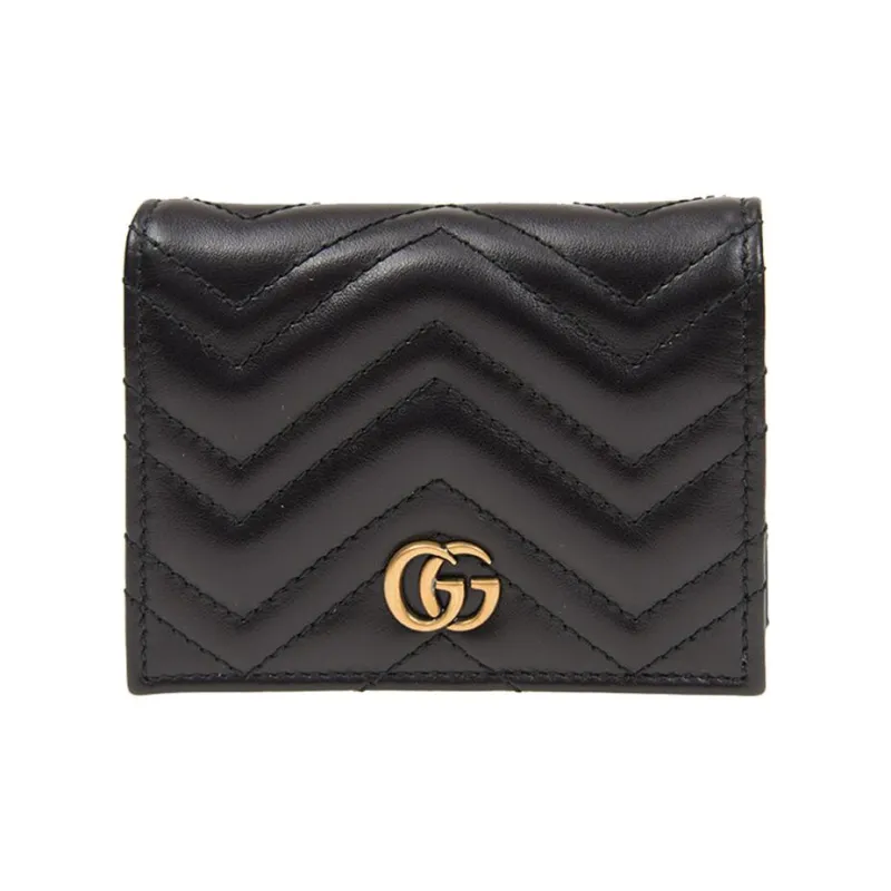 GUCCI GG Marmont Quilted Leather Wallet, Coin Pocket, Card Holder Women's Black-0